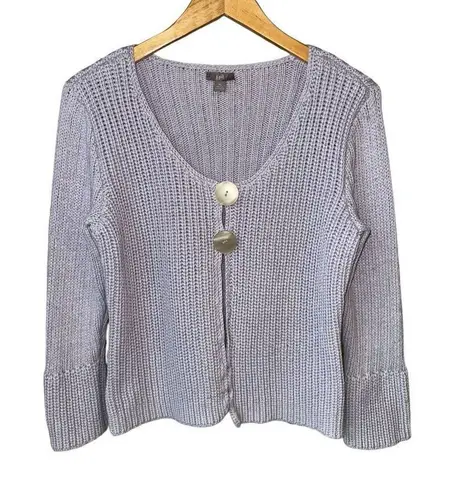 J.Jill 100% Cotton Lilac Knit 2 Button Front Mini Bell Sleeve sweater Purple Size L