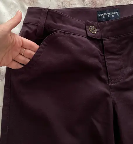 Emporio Armani New Sabrina Maroon Burgundy Cropped Slim Skinny Jeans, size 28”