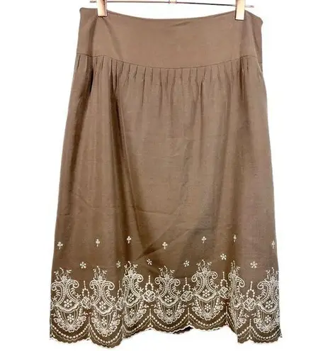 J. McLaughlin  Silk Wool Embroidered A-Line Skirt 6