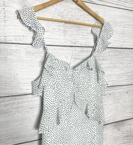 Lucy Paris NWT Marissa Ruffled Polka Dot Dress Size Small White & Black