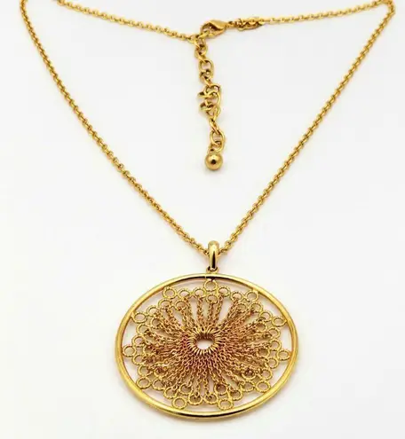 Joan Rivers Statement Necklace Gold Tone Filigree Mandala Sunburst Pendant
