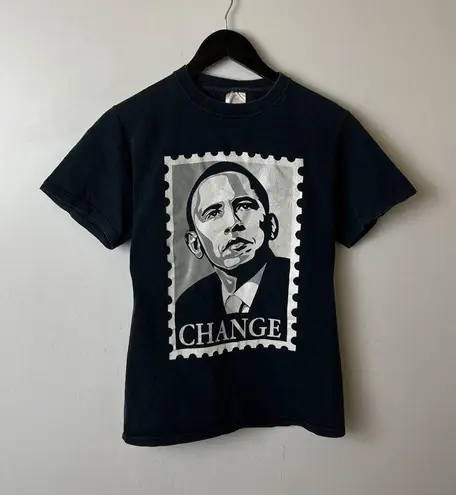 2008 Vintage Y2K Obama T Shirt Gray Small S President Graphic Rap Tee Cotton