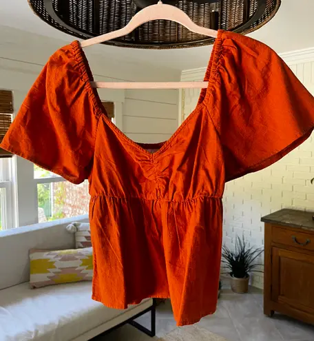 Abound Orange Puff Sleeve Top