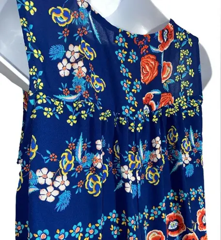 Luxology  Blue, Yellow, and pink floral sleeveless chiffon shift dress