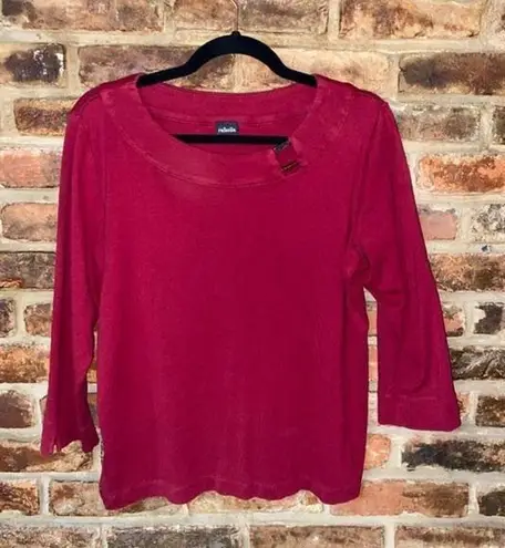 Rafaella  Burgundy Red 3/4 Sleeve Blouse Women's Size Large