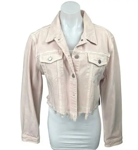 NEW J. Brand Cyra Light Pink Long Sleeve Button Down Cropped Denim Jean Jacket M Size M