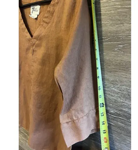Andrea Jovine 100% linen top shirt smock clay brown Small Blouse Langenlook