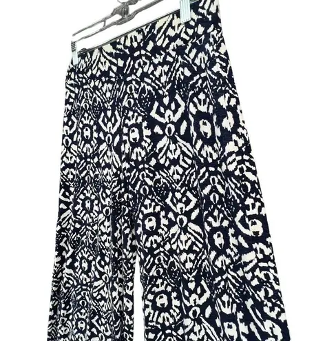 Ralph Lauren  LRL Pants Womens S Blue White Ikat Wide Leg Stretch Jersey Knit