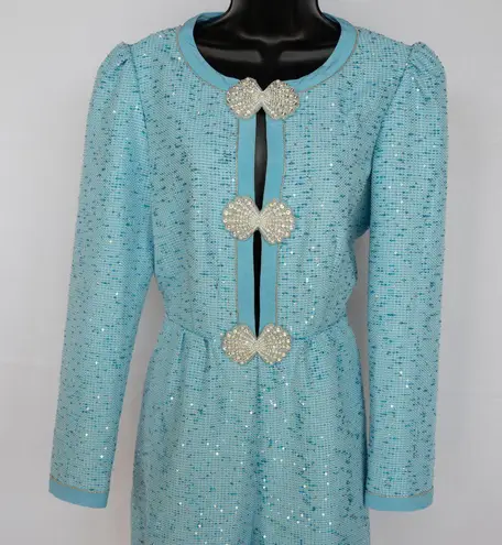 Saloni Blue Tweed Romper Size 6