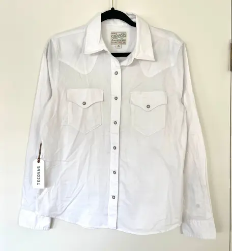 Tecovas NWT $98 Womens Classic Pearl Snap Button Down Western Shirt White Size M Size M