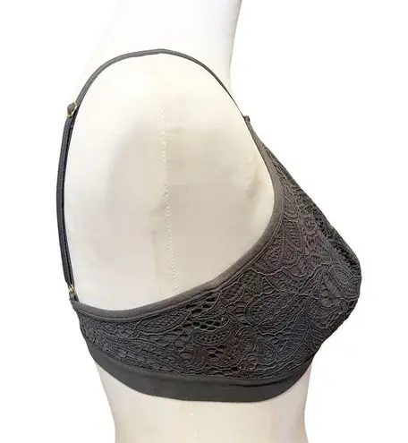 Lively Floral Lace Keyhole Busty Bralette No Wire Gray Size 1 (32DD, 33D/DD)