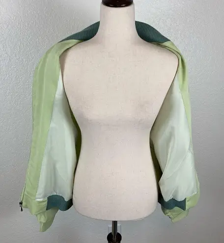 Vintage M. Portfolio By Marsha Varsity Style Snap Zip Up Jacket Green Womens L Size L