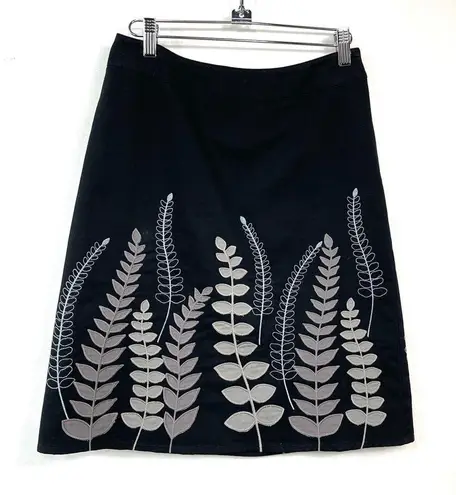 Boden Denim Fern Leaf Applique Embroidered A