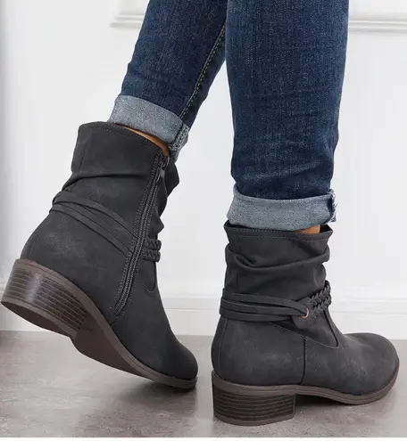 Easy Street Gray Braided Ankle Booties