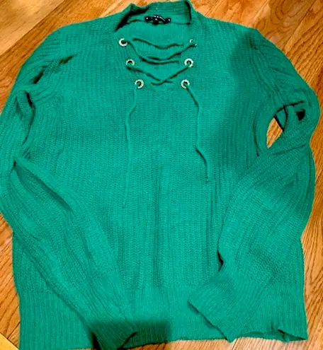Sage&vicky green nick lace up sweater size S