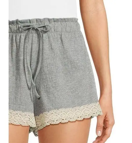 No Boundaries NWT Womens  Crochet Hem Heather Gray Pull-On Drawstring Short  Sz L