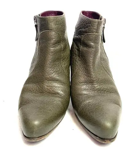 Max Mara Green Pebbled Leather Heeled Booties Size 38/ US 8