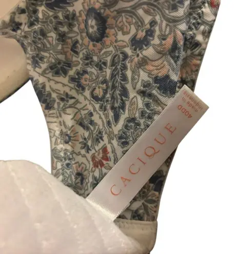 Cacique Lined T Shirt Bra Sz 40DD Underwire Padded Floral Printed Blue Rust