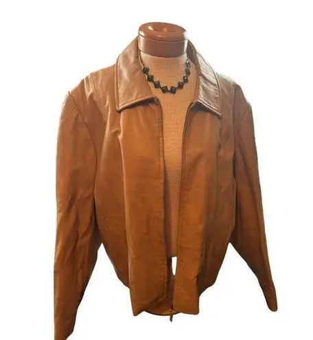 Dana Buchman Women's Pamela McCoy Tan Leather Jacket Size 2XL