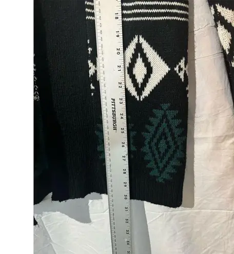 Elodie Women's Aztec Pattern Open Front Mohair Blend Cardigan Sweater L Western