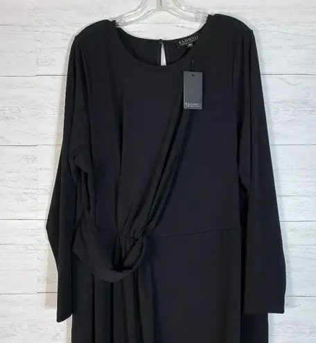 Eloquii black midi dress side ruched size 22 NWT