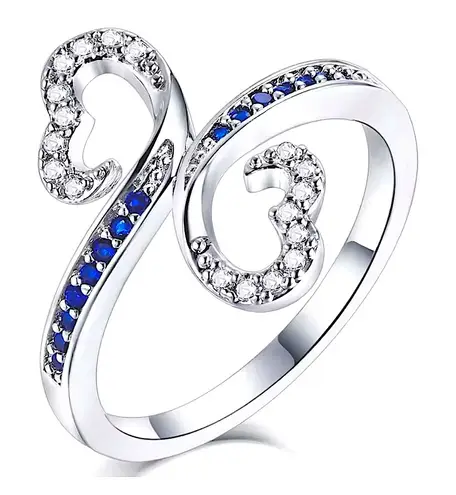 Boutique Heart Sapphire Ring | White Gold Over Sterling Silver