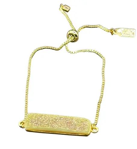 Lucky Star Jewels Golden Druzy Bar Adjustable Bolo Bracelet Gold