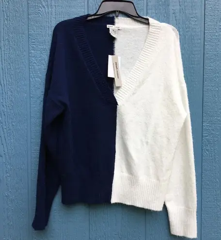 Sweet Romeo Stripe Colorblock V-Neck Sweater M