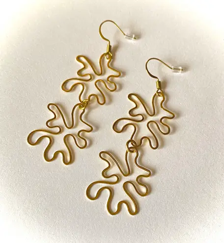 Handmade unique retro vintage hippie fairy boho funky style irregular shaped brass earrings☀️