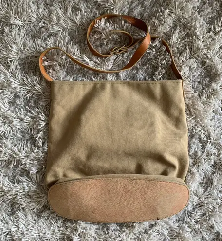 Hunter Tan/Brown Canvas  Bucket Bag Crossbody Leather Detailing Purse Boho Bohemian Neutrals Minimalist Earth Tones 