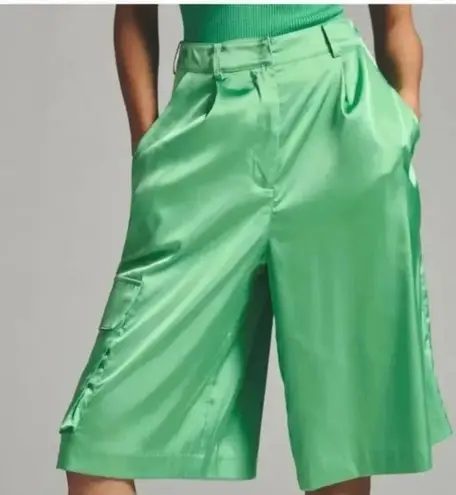 Hutch Anthropologie Green Motif Pleated Utility Shorts Women’s Size XS NWT