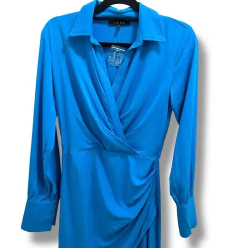 Anthropologie NWOT Fore  Turquoise Blue Long Midi Wrap Dress - Size Small