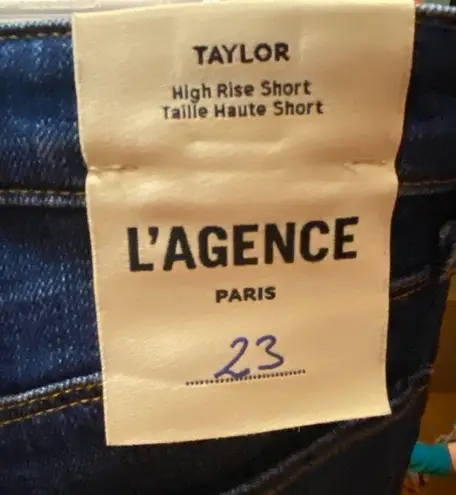 L'Agence L’Agence Taylor High Rise Raw Hem Denim Bermuda Jean Shorts Size 23 NWT