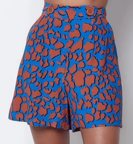 Corey Lynn Calter Shorts Women's XS Jordan Blue Rust High Waist Giraffe Lined