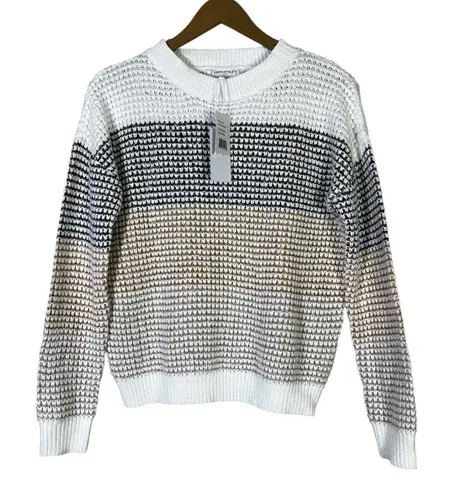 NWT Absolutely Sweater Womens S White Brown Ombre Chunky Knit Pullover Cozy Fall
