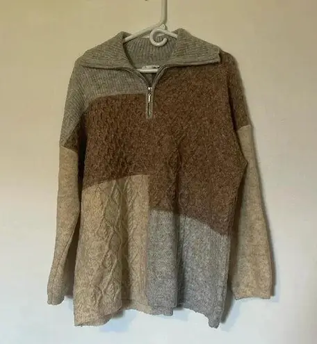 Westbound color block quarter zip wool sweater