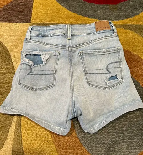 American Eagle Next Level Stretch Super Hi Rise Shortie Denim Jean Shorts Size 0