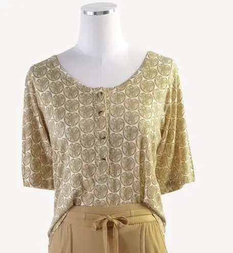 Kate Quinn Womens Relaxed Lounge Henley T Shirt Sand Dollar XS New