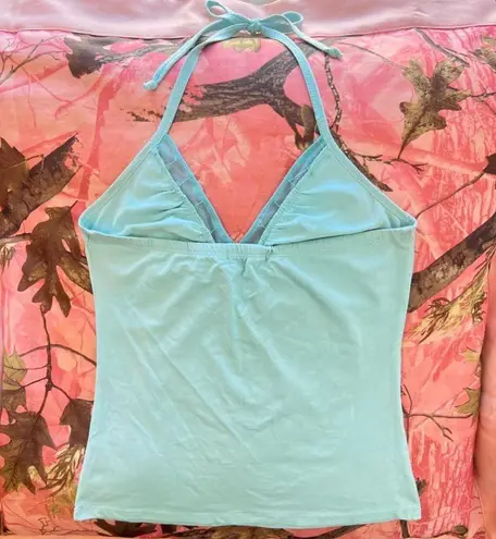 velvet ladies true vintage y2k blue beaded halter top