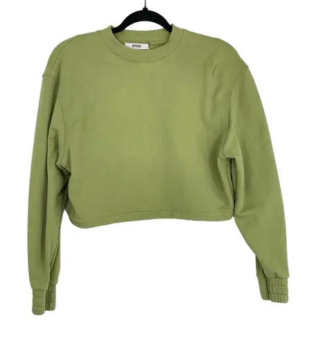 Apparis Women's Green Crew Neck Long Sleeves Cropped Sweatshirt Size XS