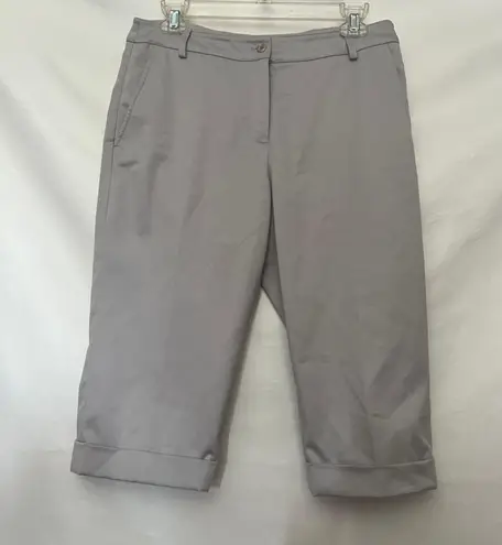 Peace of Cloth Bermuda Womens Short Sz 6 Preppy Career Stretch Cuff Trouser Gray
