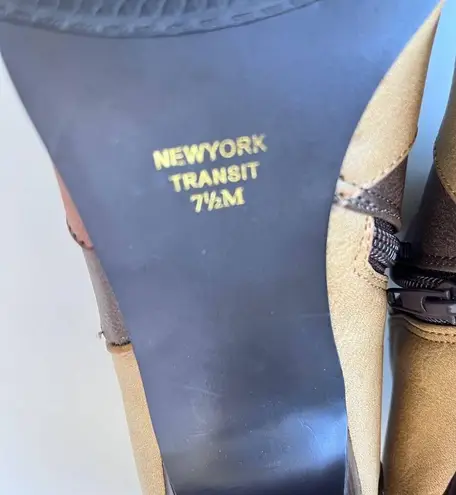 New York Transit Colorblock Patch Ankle Women Booties Sz 7.5 Chunky Boho Retro