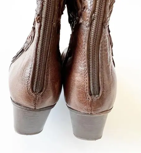 Sesto Meucci Dark Brown Cutwork Leather Boots