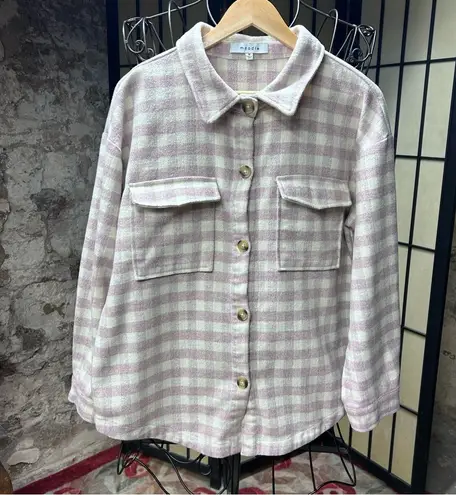 Moodie Lavender/Cream Gingham Shacket: Size MEDIUM Purple
