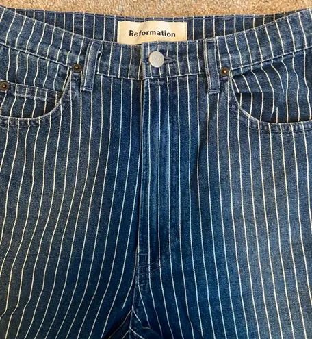 Reformation Pinstripe Bootcut Jeans