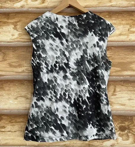 Relativity mock wrap abstract print drape neck petite sleeveless blouse size PXL