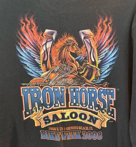 Iron Horse Saloon Shirt Black Long Sleeves Tee Bike Week 2008 GUC Sz M? See Meas