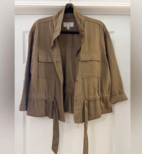 Time And Tru NWT Snap Front Tie Belt Utility Jacket Tan sz Small
