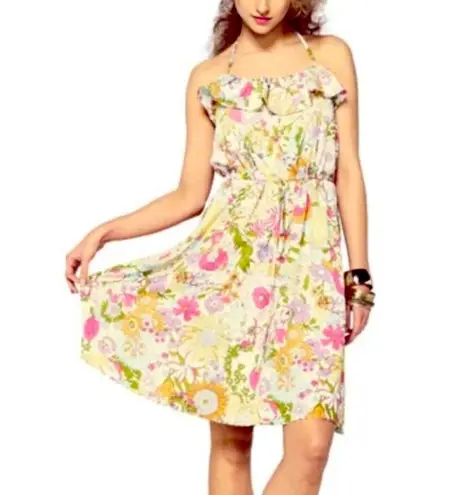 Liberty of London x Target Collab Retro Print Floral Halter Dress Size Large Yellow