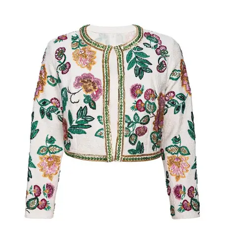 MISA Los Angeles Embellished Floral Cropped Jacket Women's Size L
